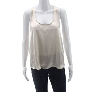 Cami Women Camisole Beige 100% Silk Round Neck Sleeveless Designer Size XS